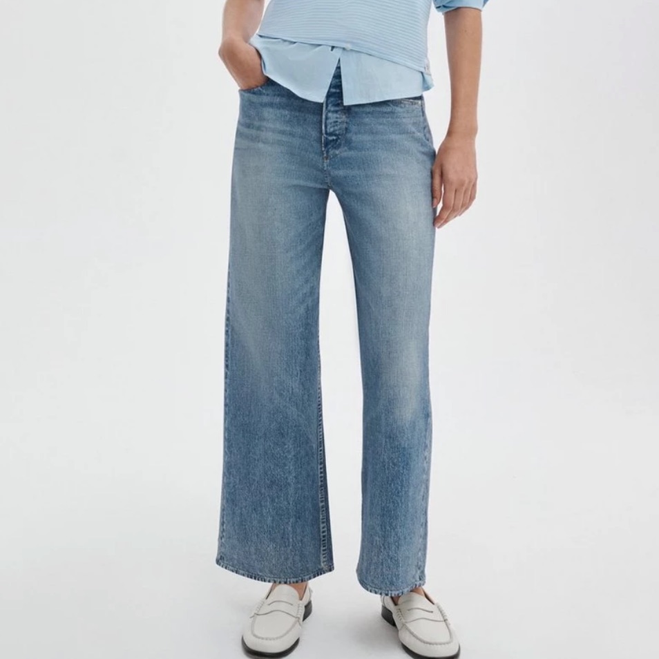 Rag & Bone Light Blue Wide Leg Cropped Jeans
